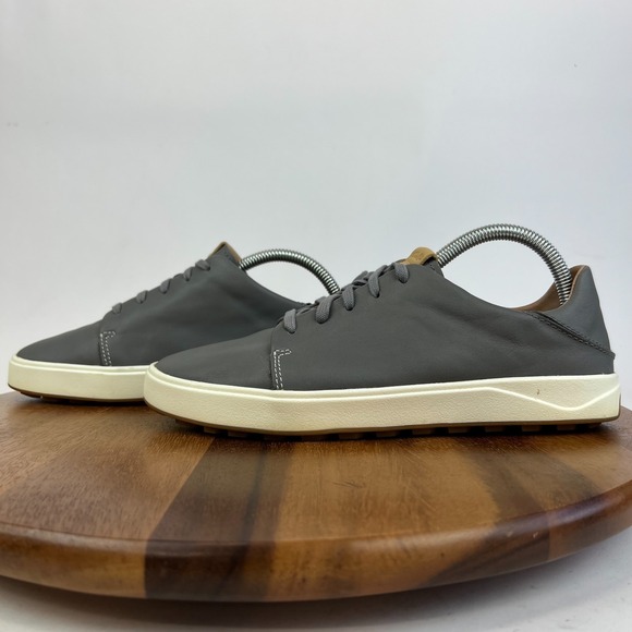 Womens Olukai Wailea Gray Leather Spikless Golf Shoes Sneakers Size 9.5 M GUC - Picture 2 of 8